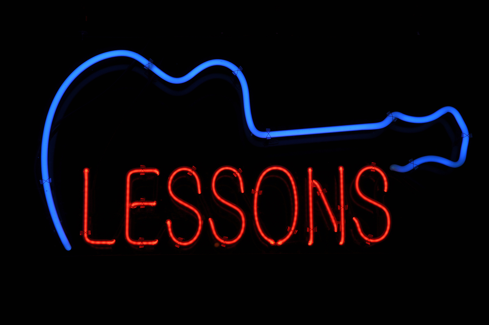 Guitar Lessons Electric Neon Blue and Red Sign Light